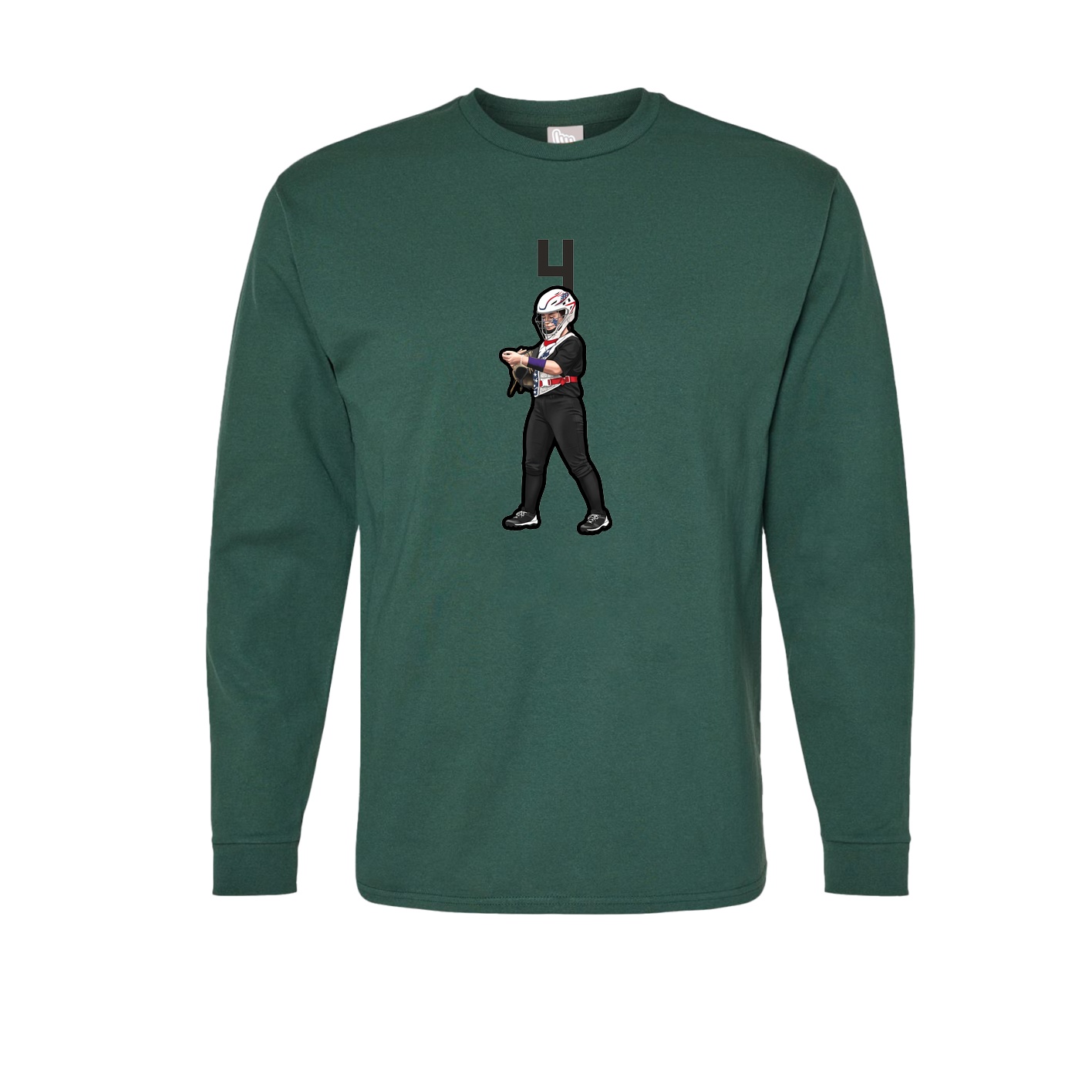 Long Sleeve Tee — Number Top in Green