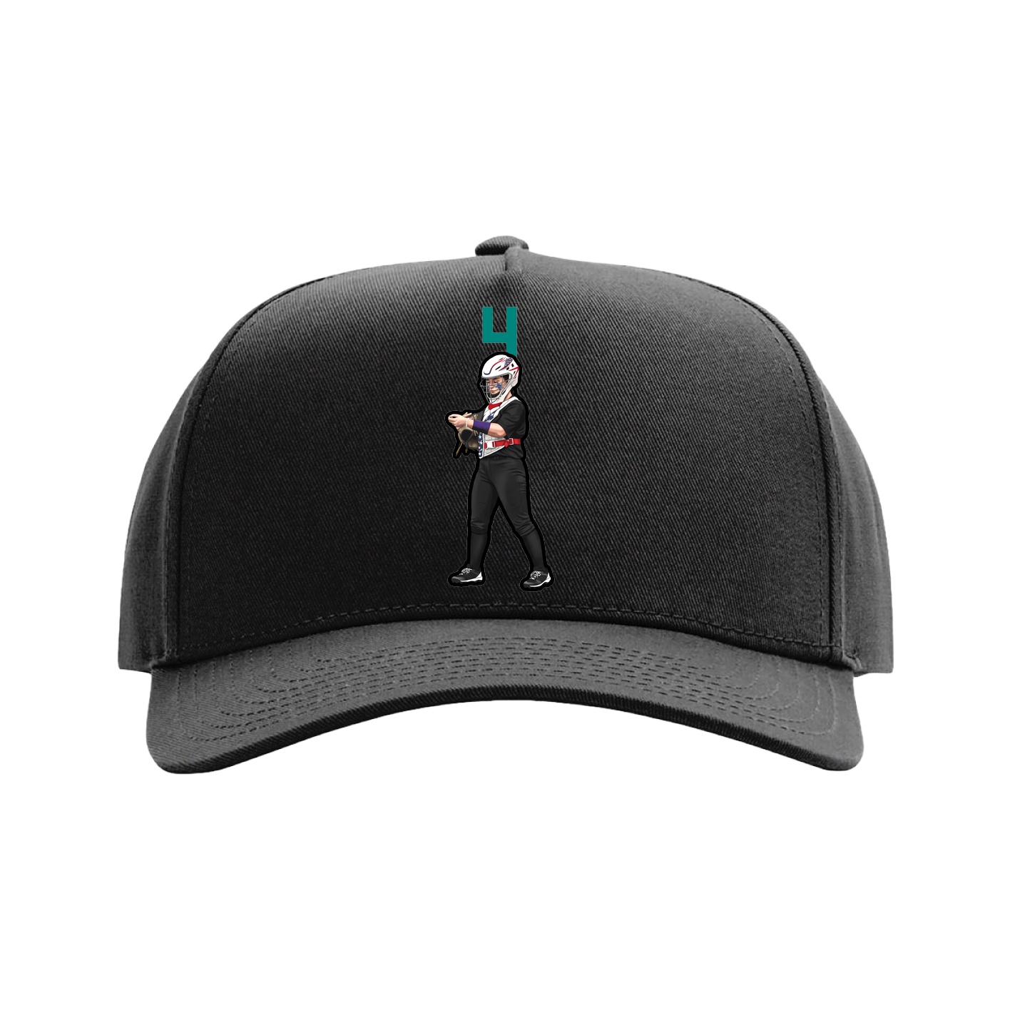 Full Fabric Five-Panel Champ Cap — Number Top in Black