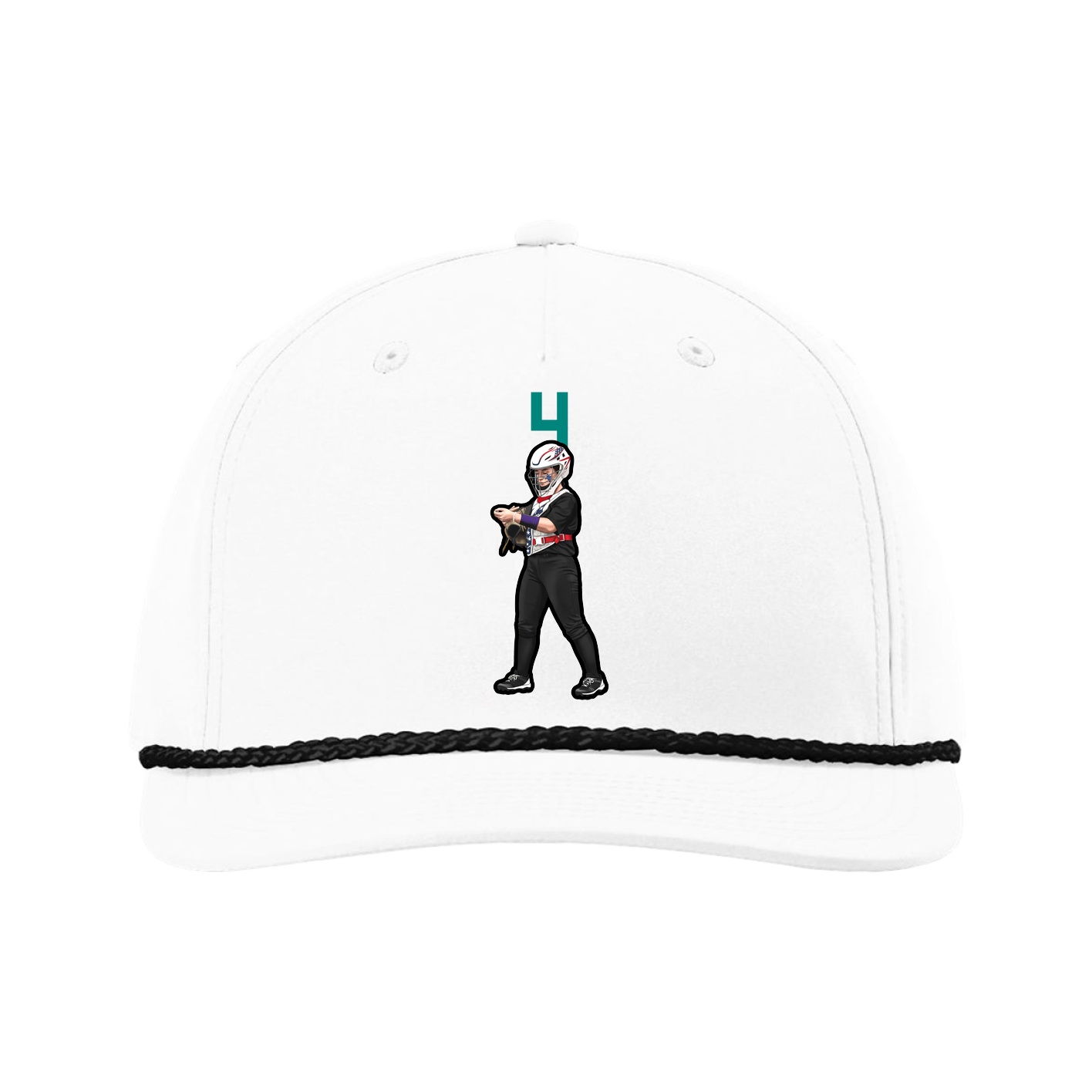 Five-Panel Classic Rope Cap — Number Top in White