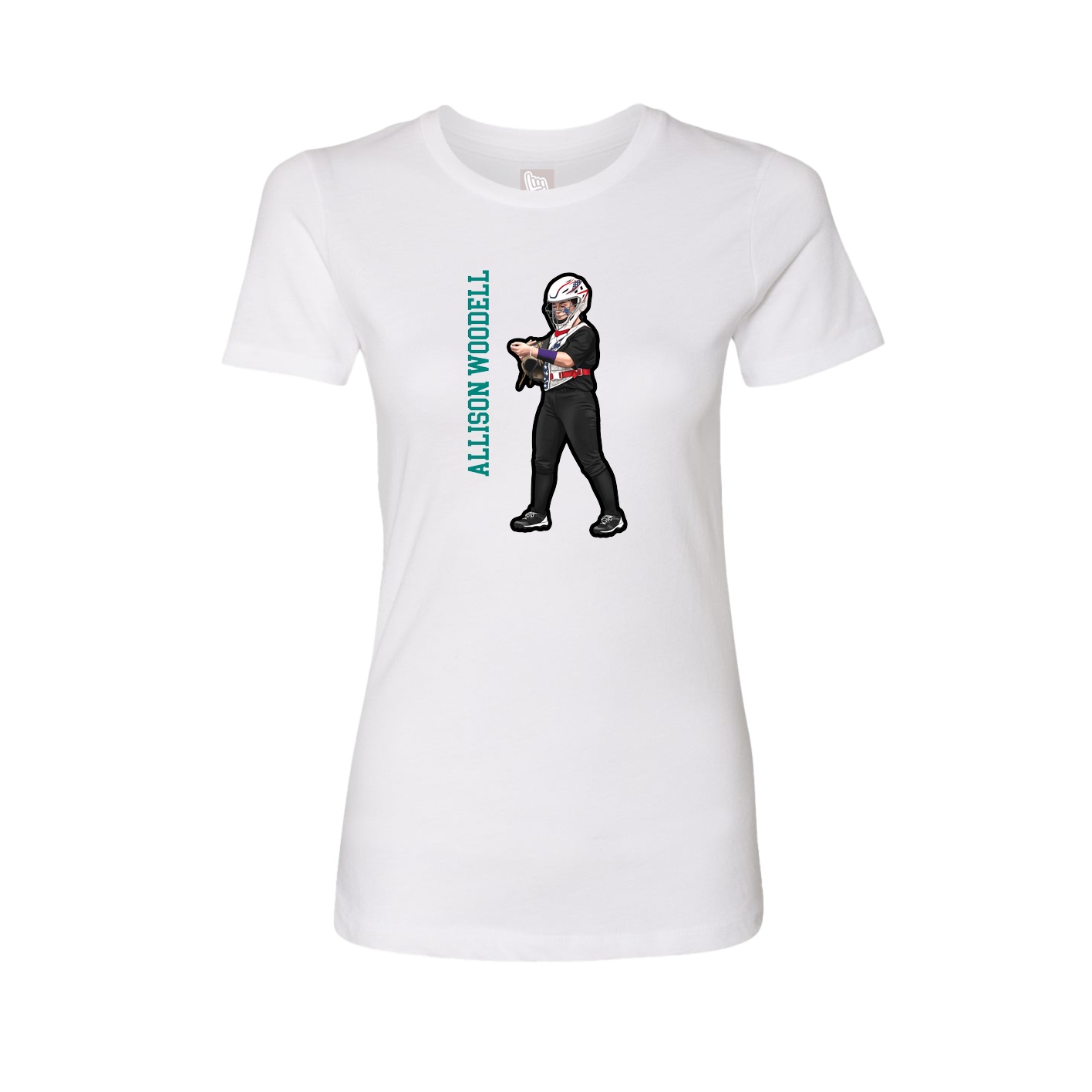 Fitted Women's Tee — Name Vertical in White
