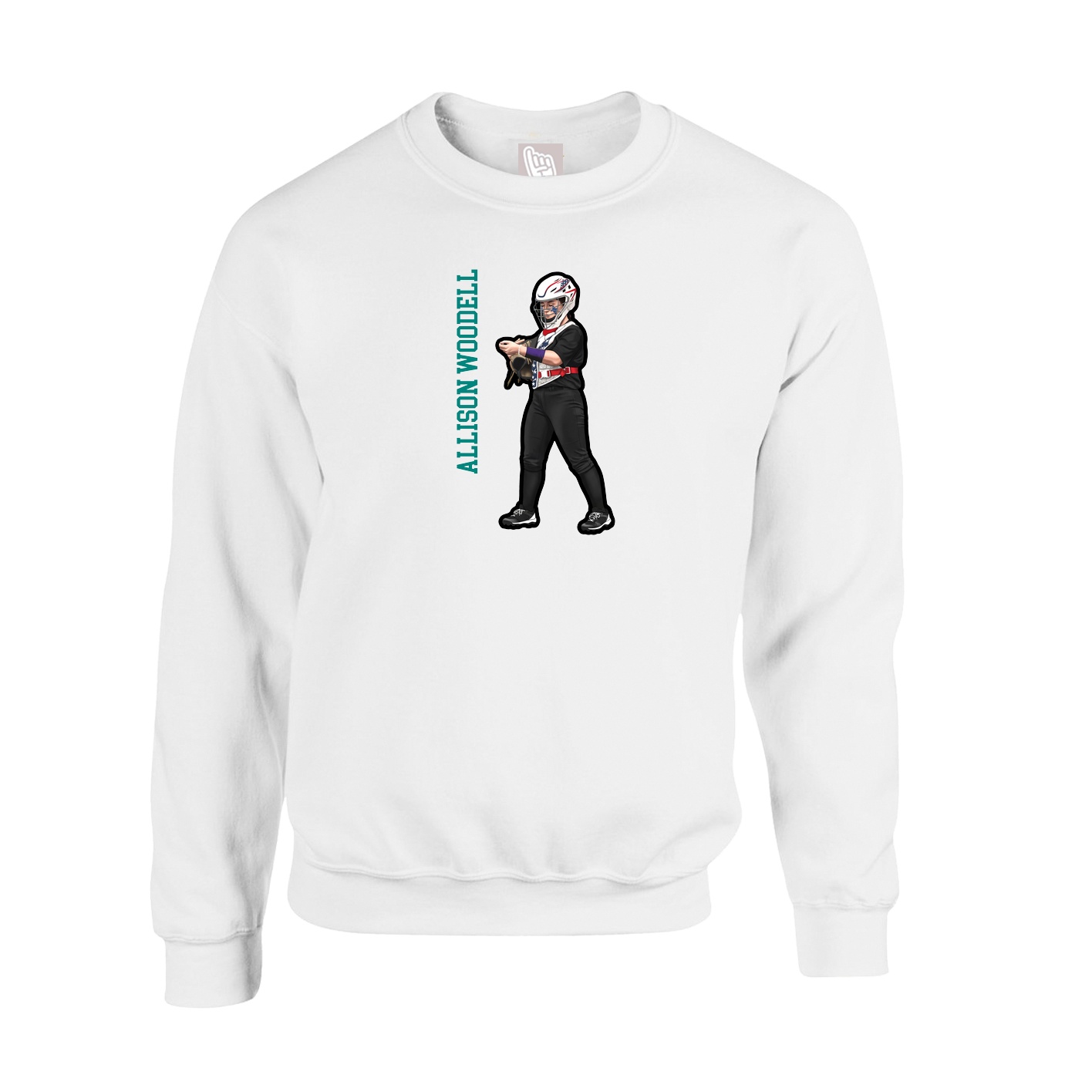 Fleece Crew — Name Vertical in White