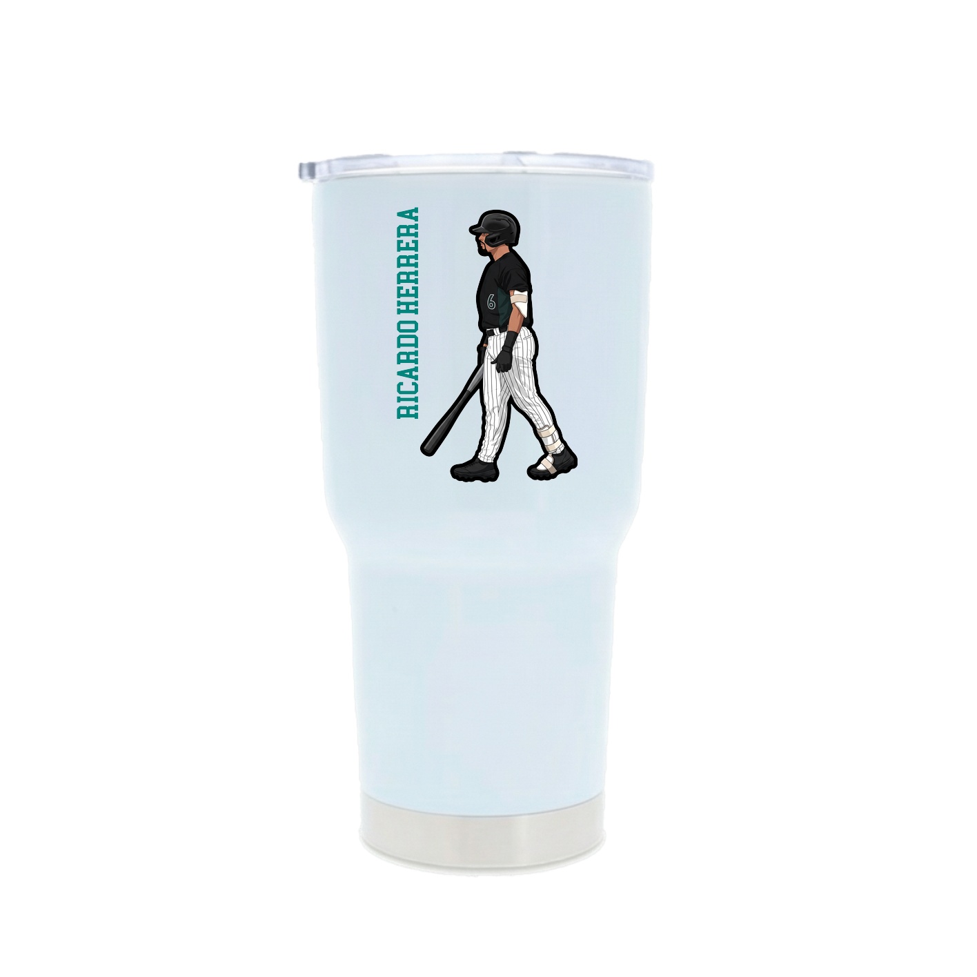 30oz Stainless Steel Tumbler — Name Vertical in White