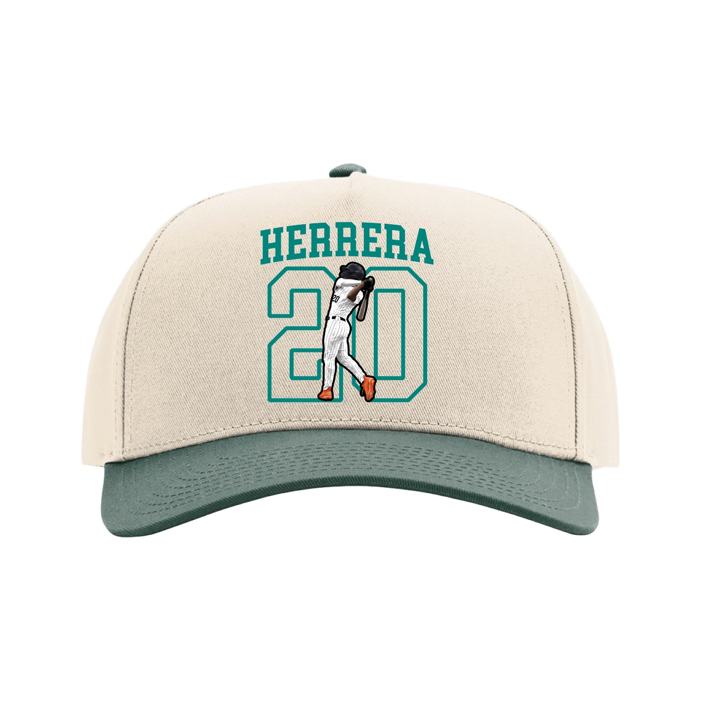 Full Fabric Five-Panel Champ Cap — Shirsey in Cream/Green
