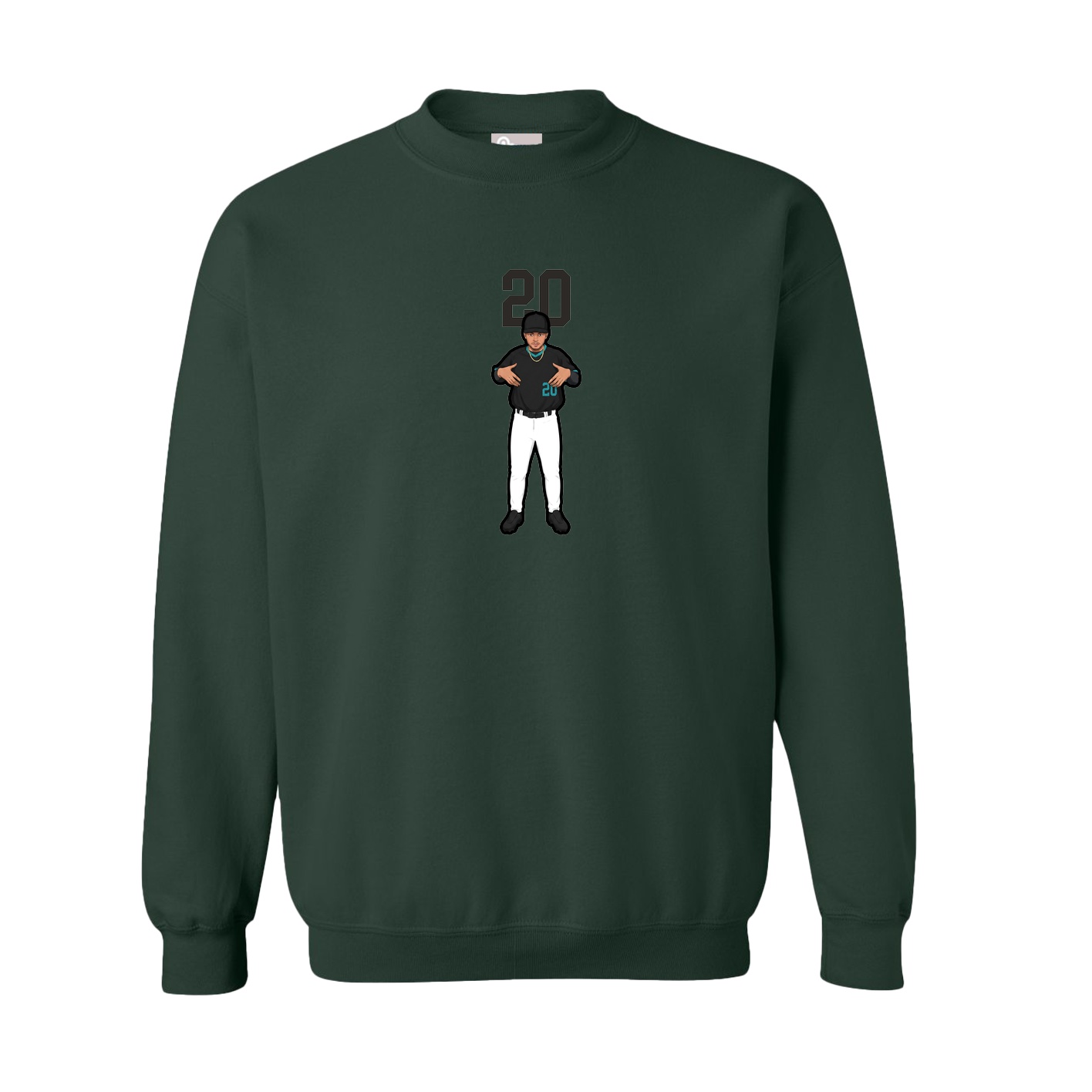 Fleece Crew — Number Top in Green