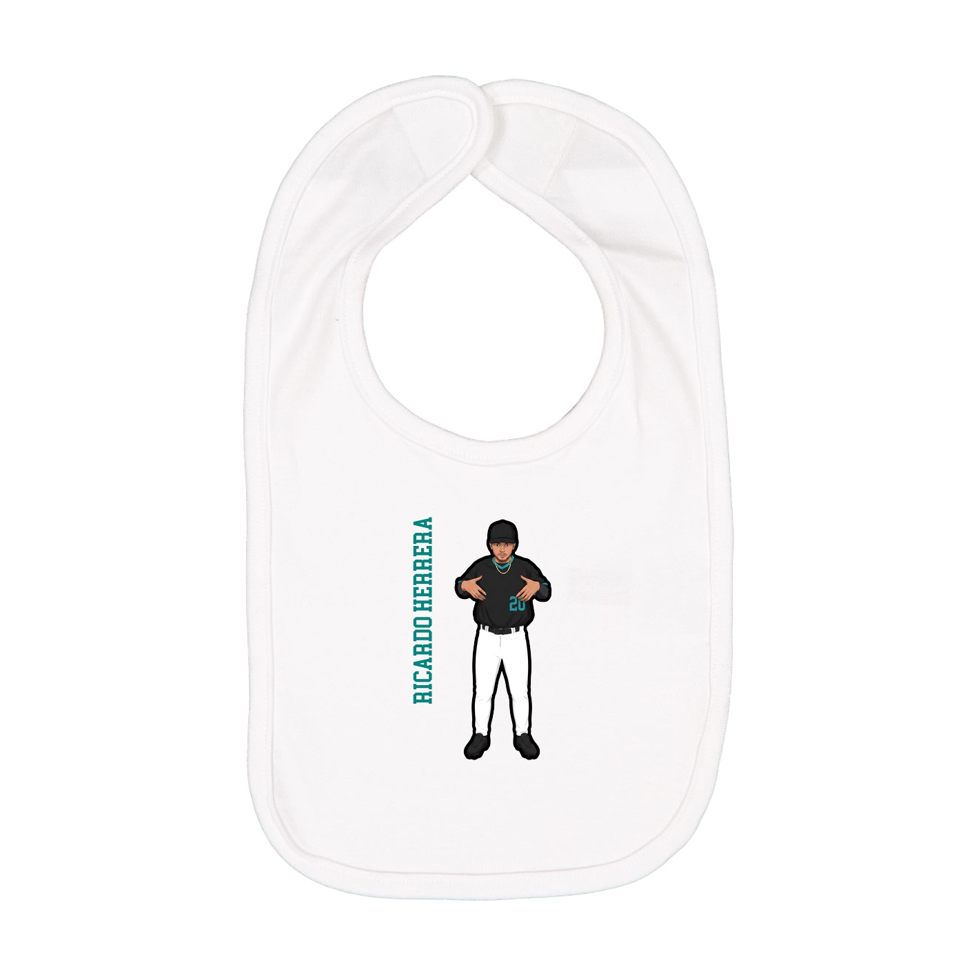 Infant Bib — Name Vertical in White