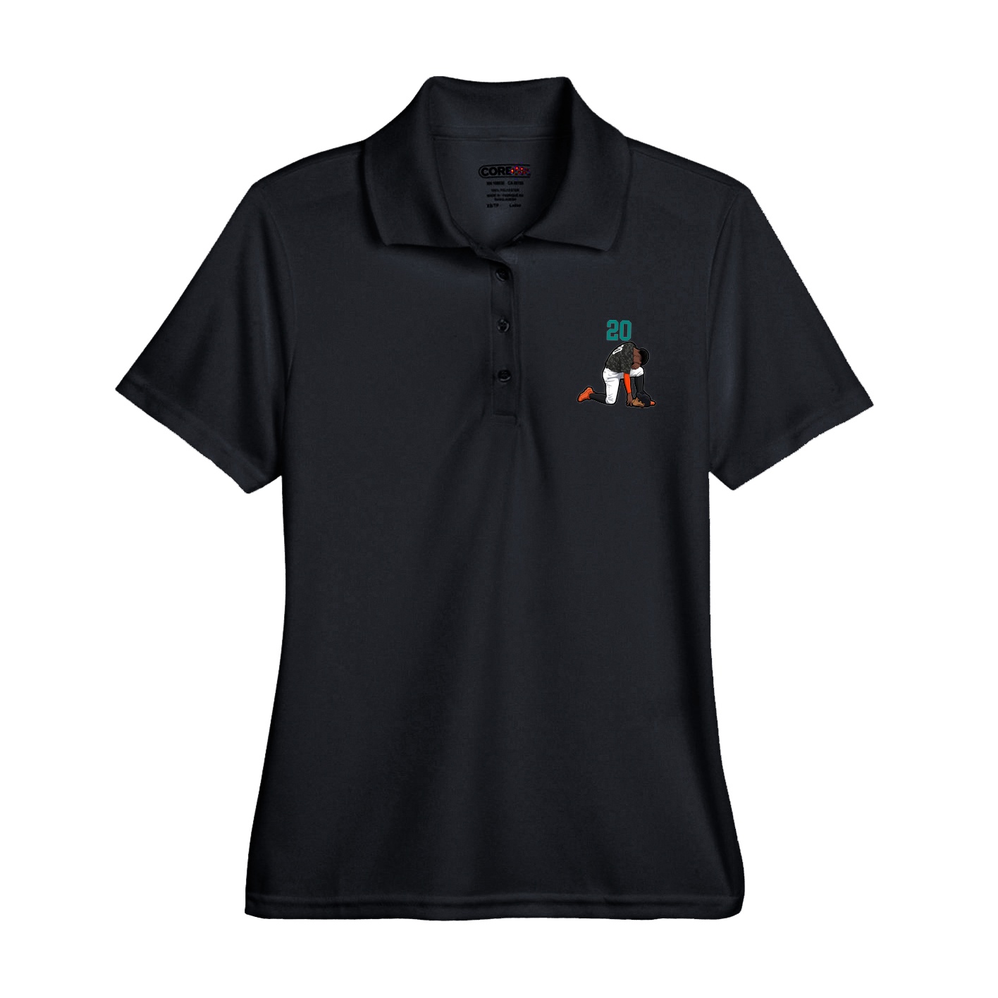 Womens Performance Polo — Number Top in Black