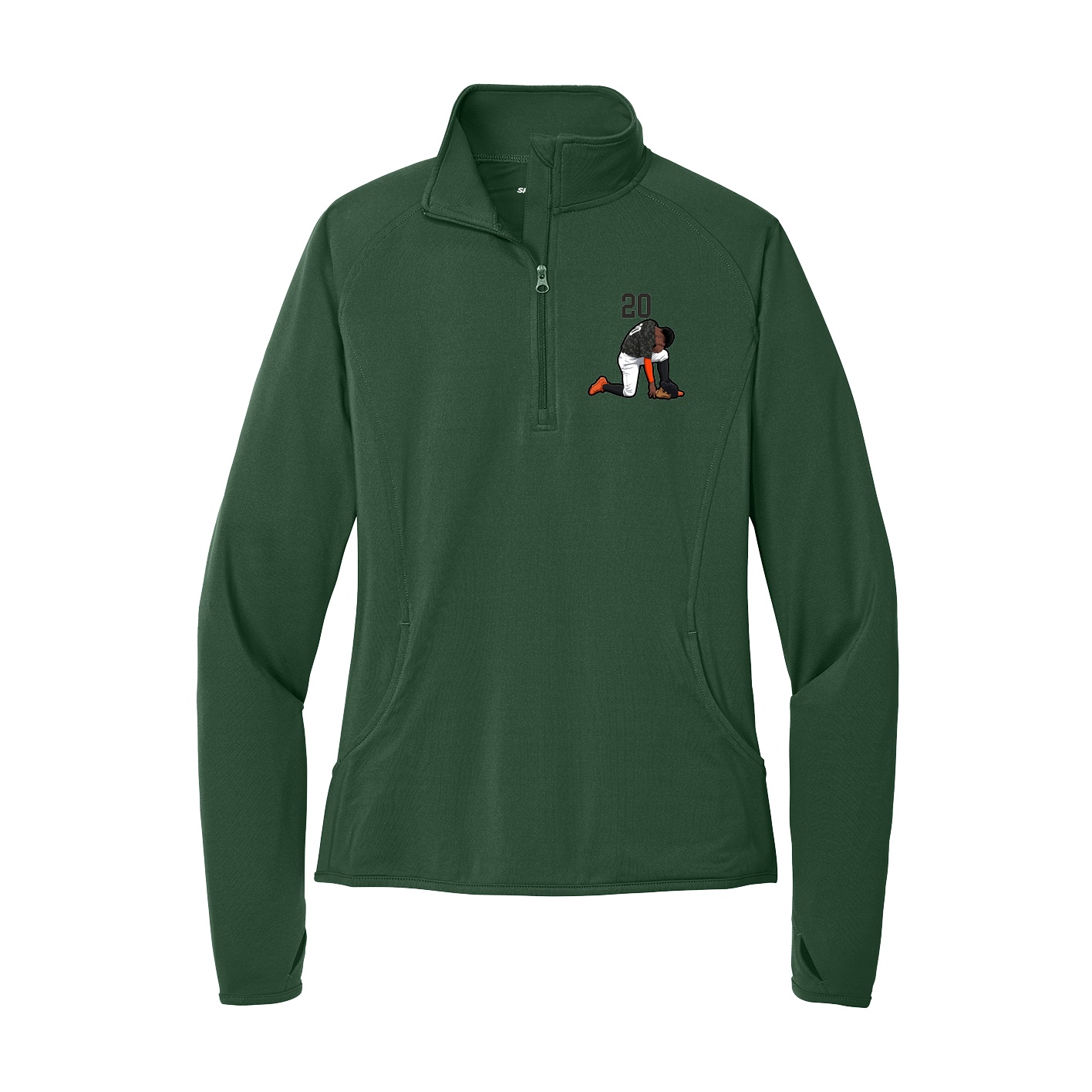 Women's Q-Zip Pullover — Number Top in Green