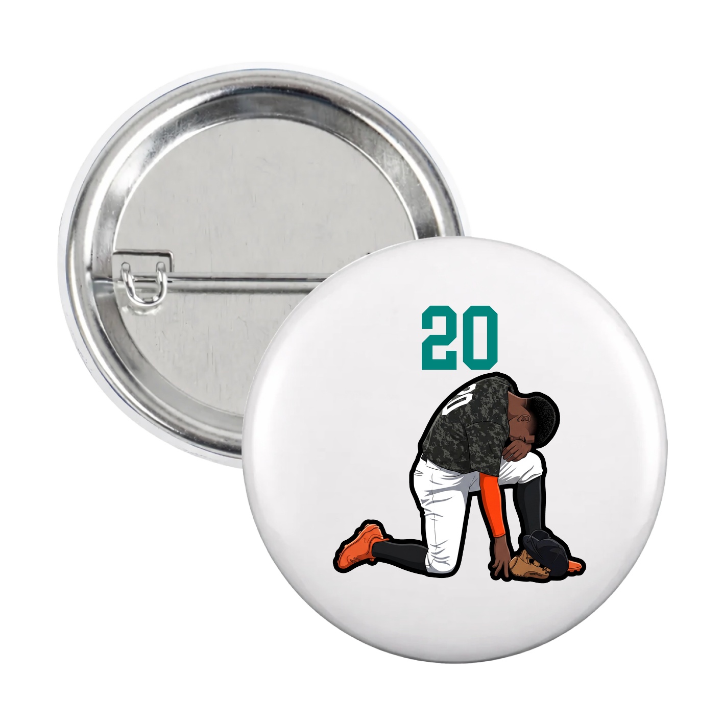 Game Day Button — Number Top in White