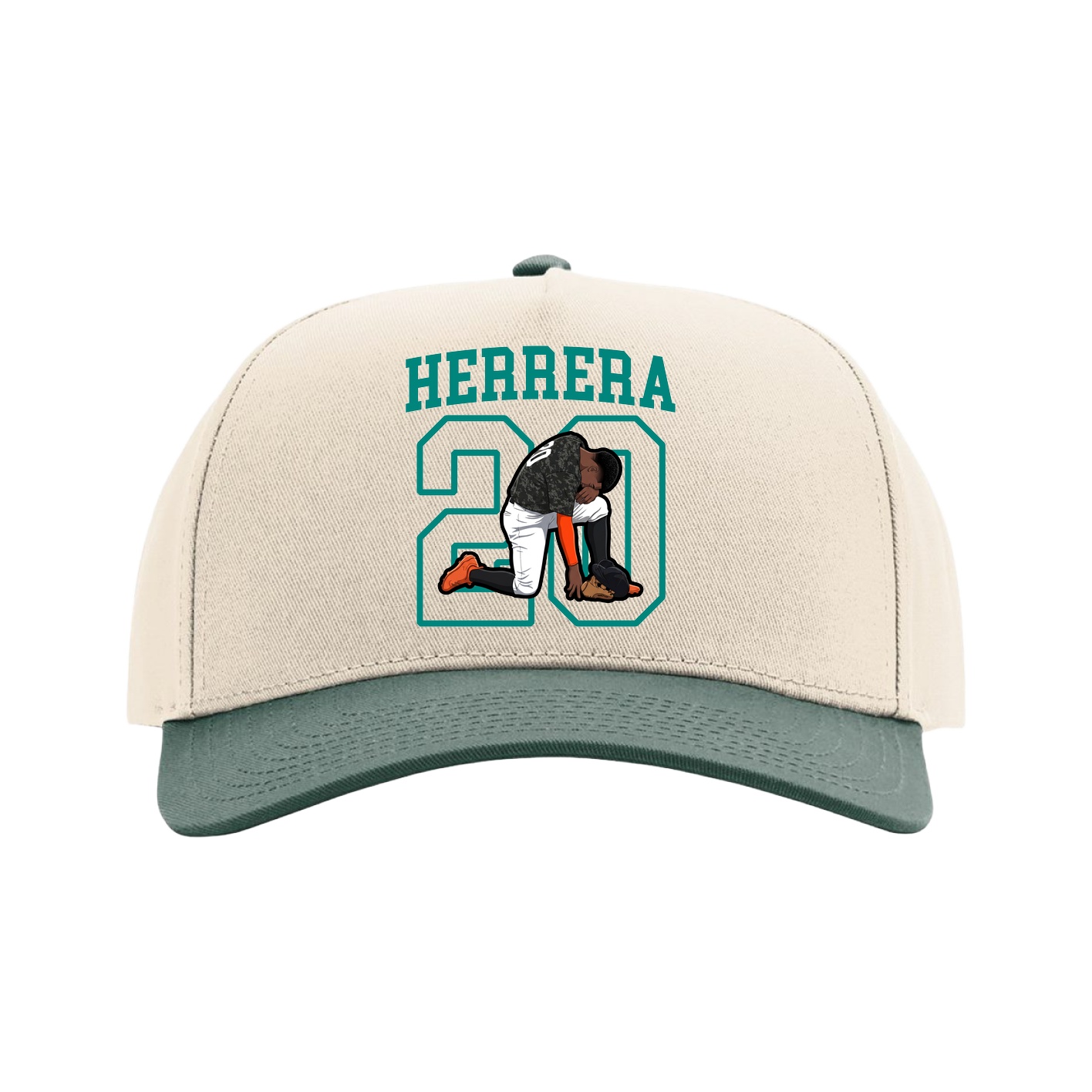 Full Fabric Five-Panel Champ Cap — Shirsey in Cream/Green