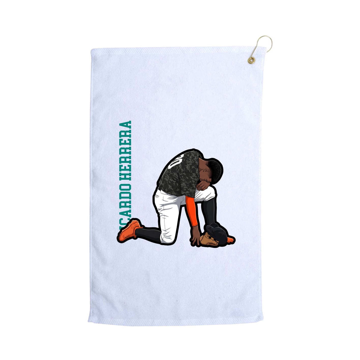 Golf Towel — Name Vertical in White