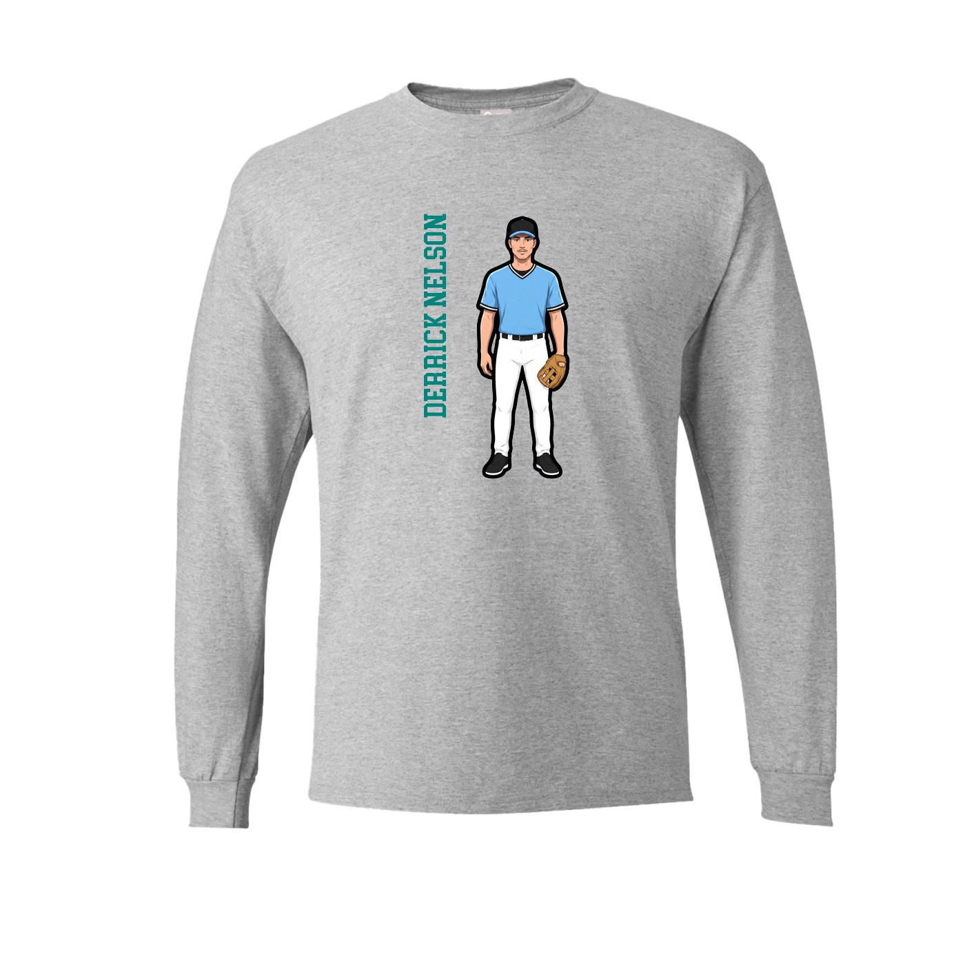 Long Sleeve Tee — Name Vertical in Grey