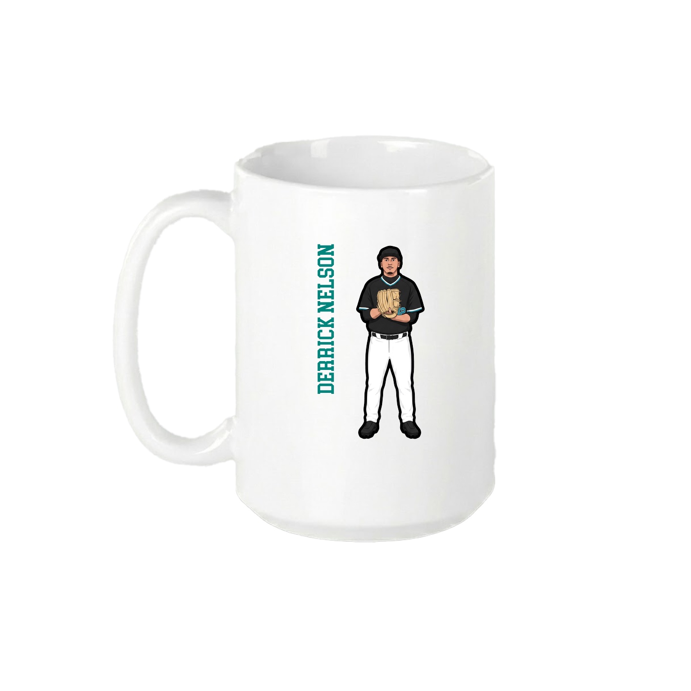 15oz Coffee Mug — Name Vertical in White