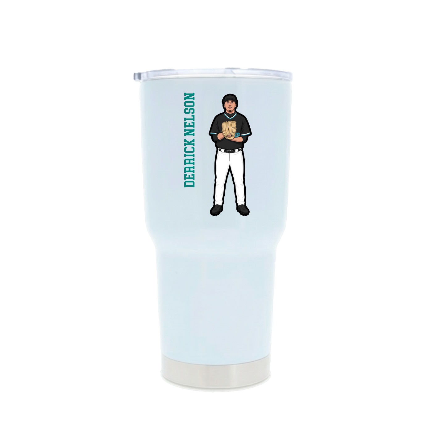 30oz Stainless Steel Tumbler — Name Vertical in White