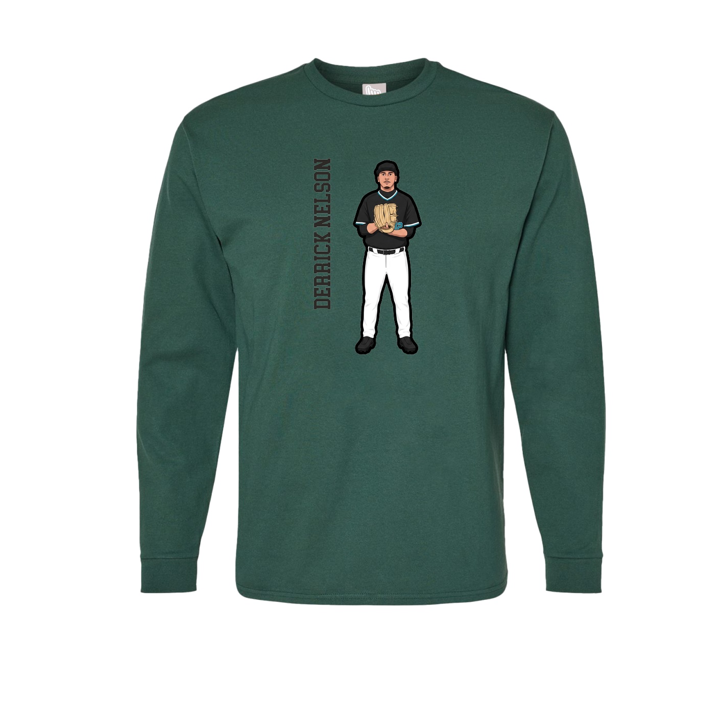 Long Sleeve Tee — Name Vertical in Green