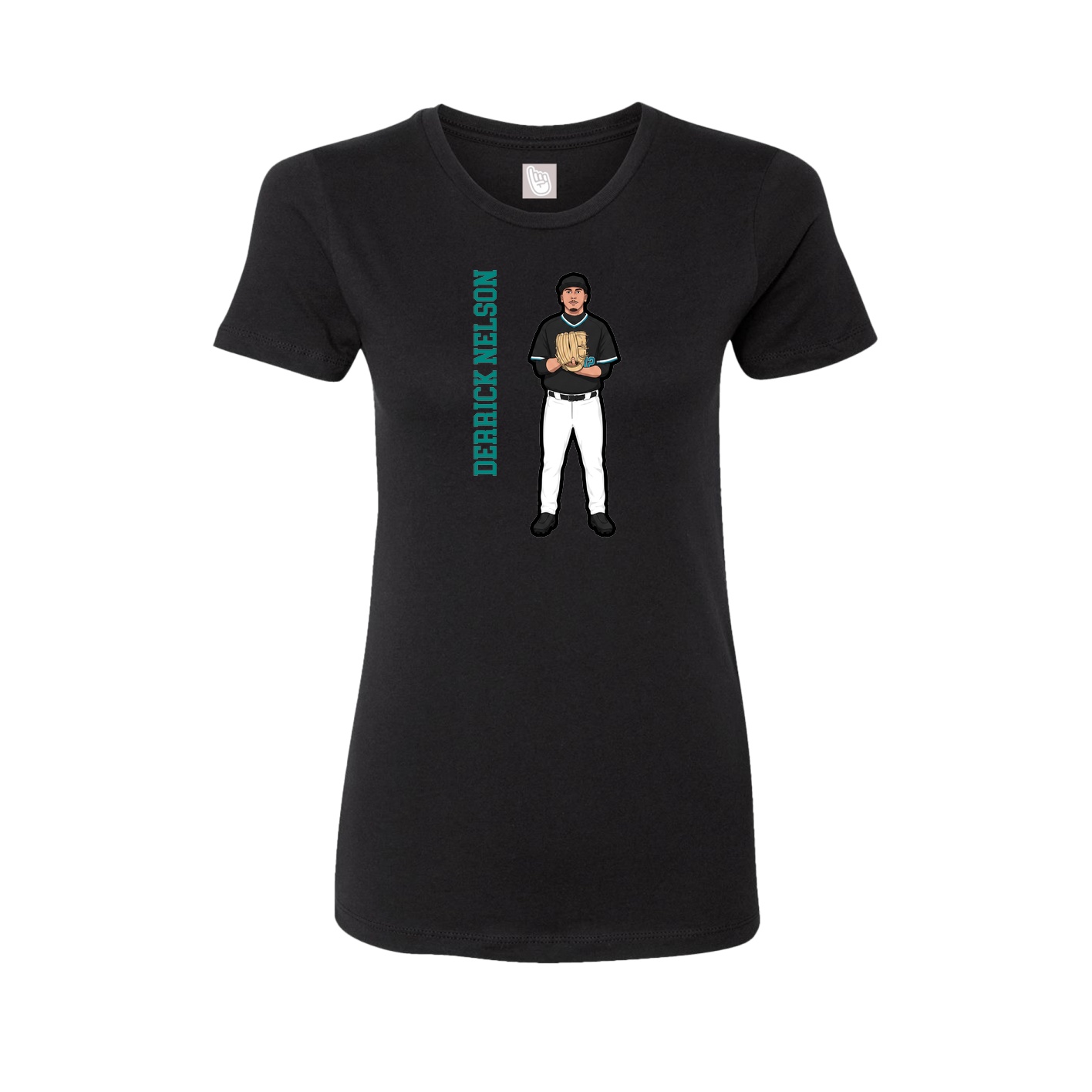 Fitted Women's Tee — Name Vertical in Black
