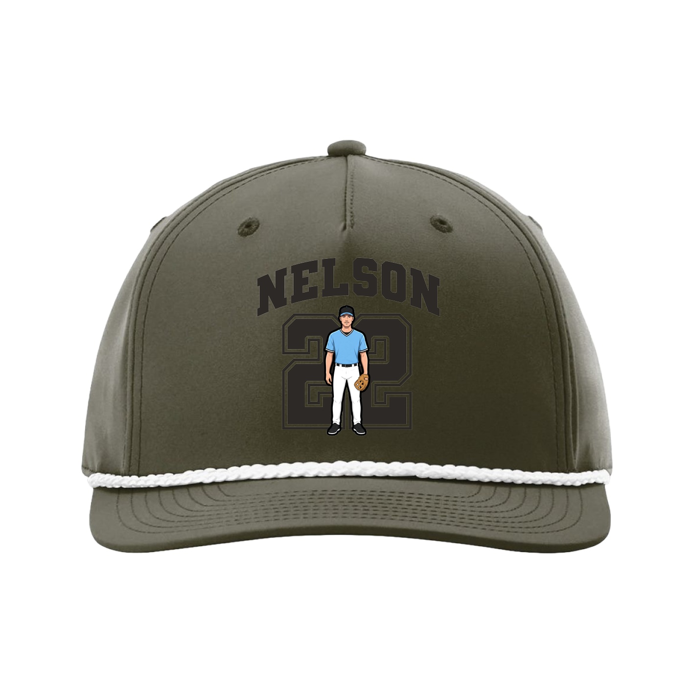 Five-Panel Classic Rope Cap — Number in Green