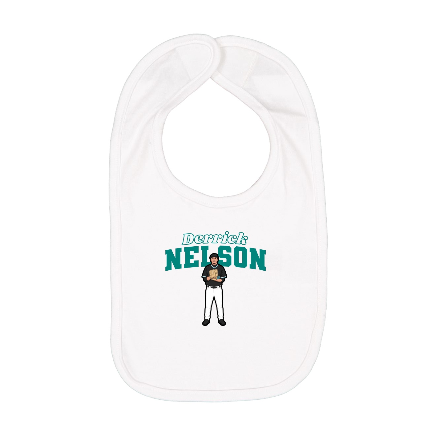 Infant Bib — Name Arch in White