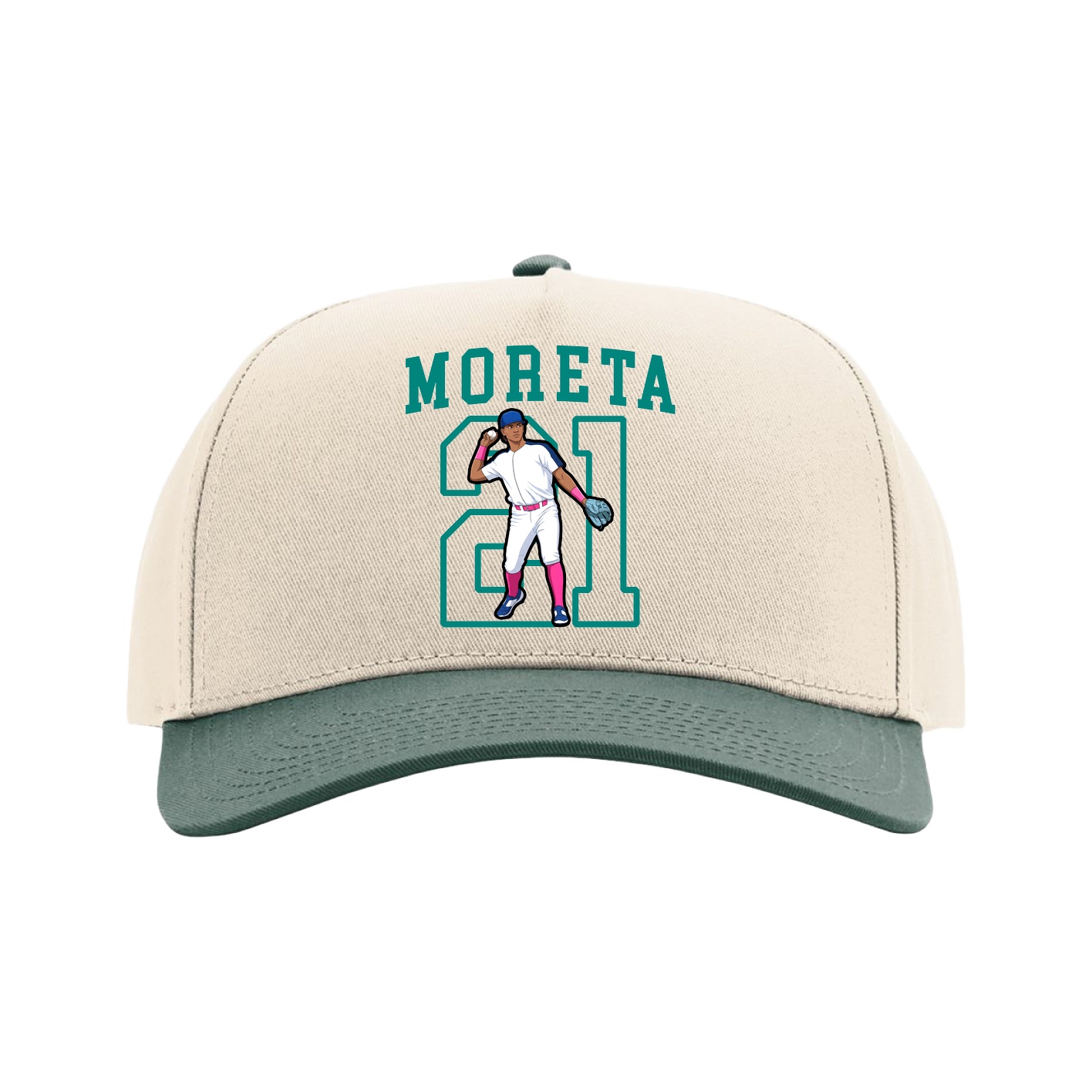 Full Fabric Five-Panel Champ Cap — Shirsey in Cream/Green