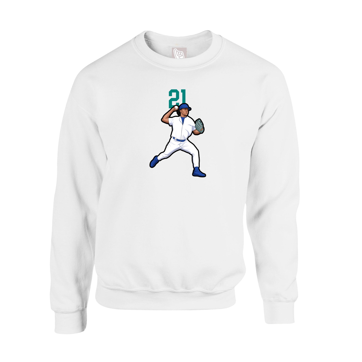 Fleece Crew — Number Top in White