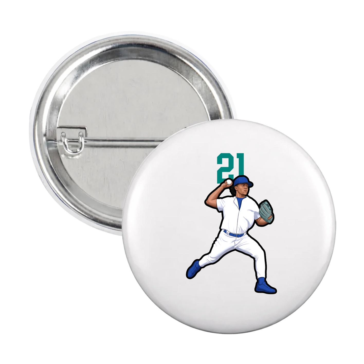 Game Day Button — Number Top in White