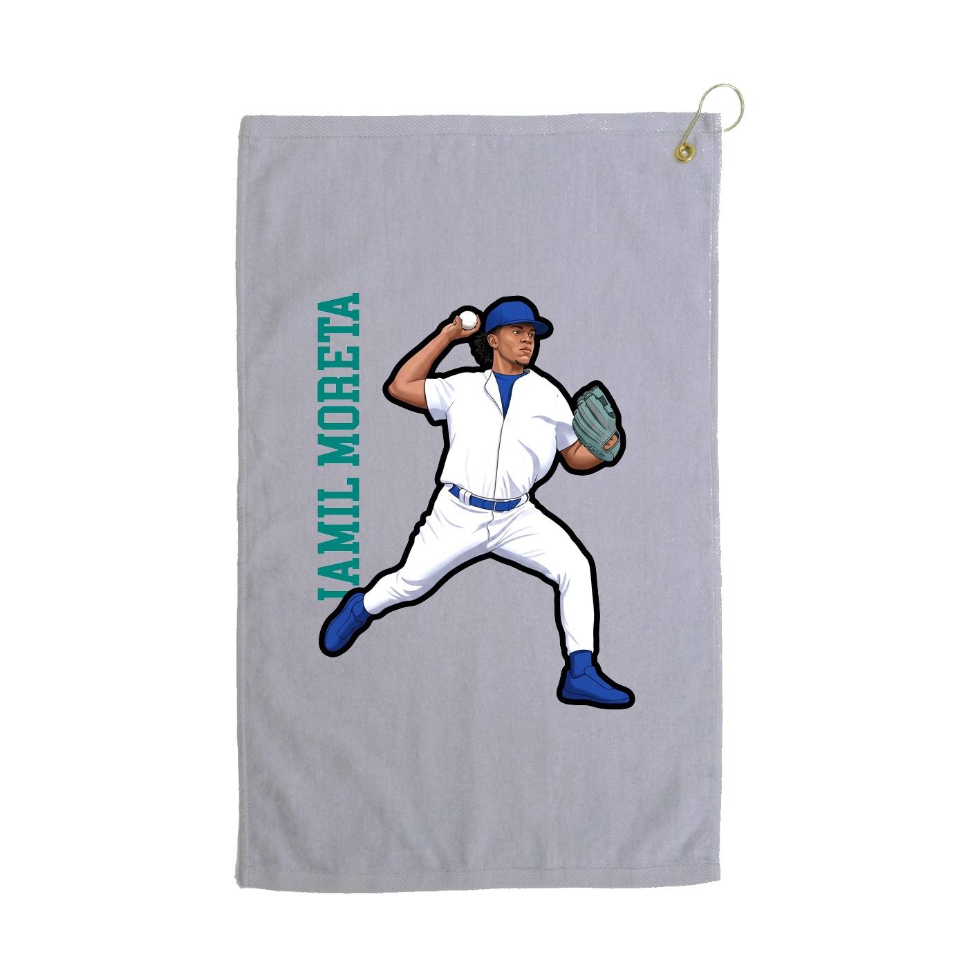 Golf Towel — Name Vertical in Grey