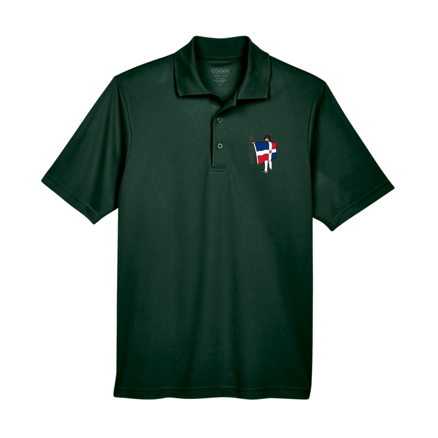 Performance Polo — Name Vertical in Green