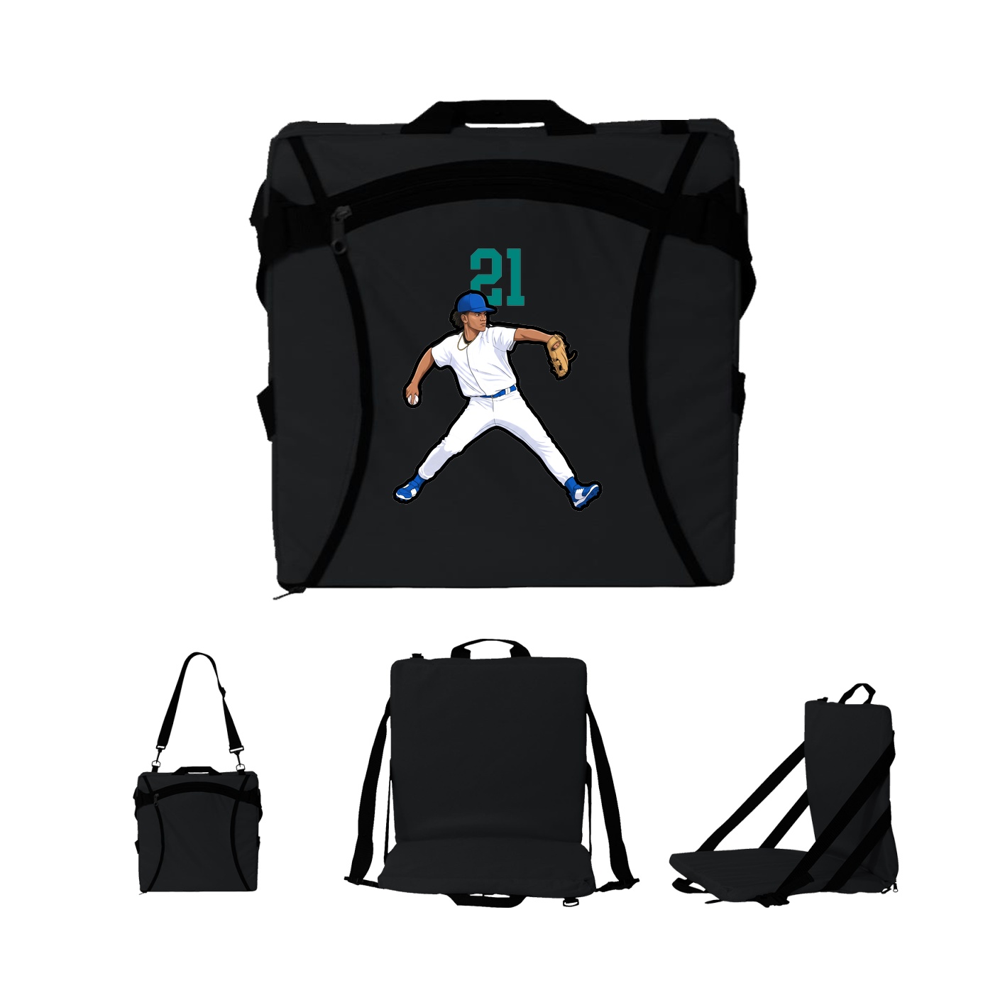 Folding Stadium Seat — Number Top in Black