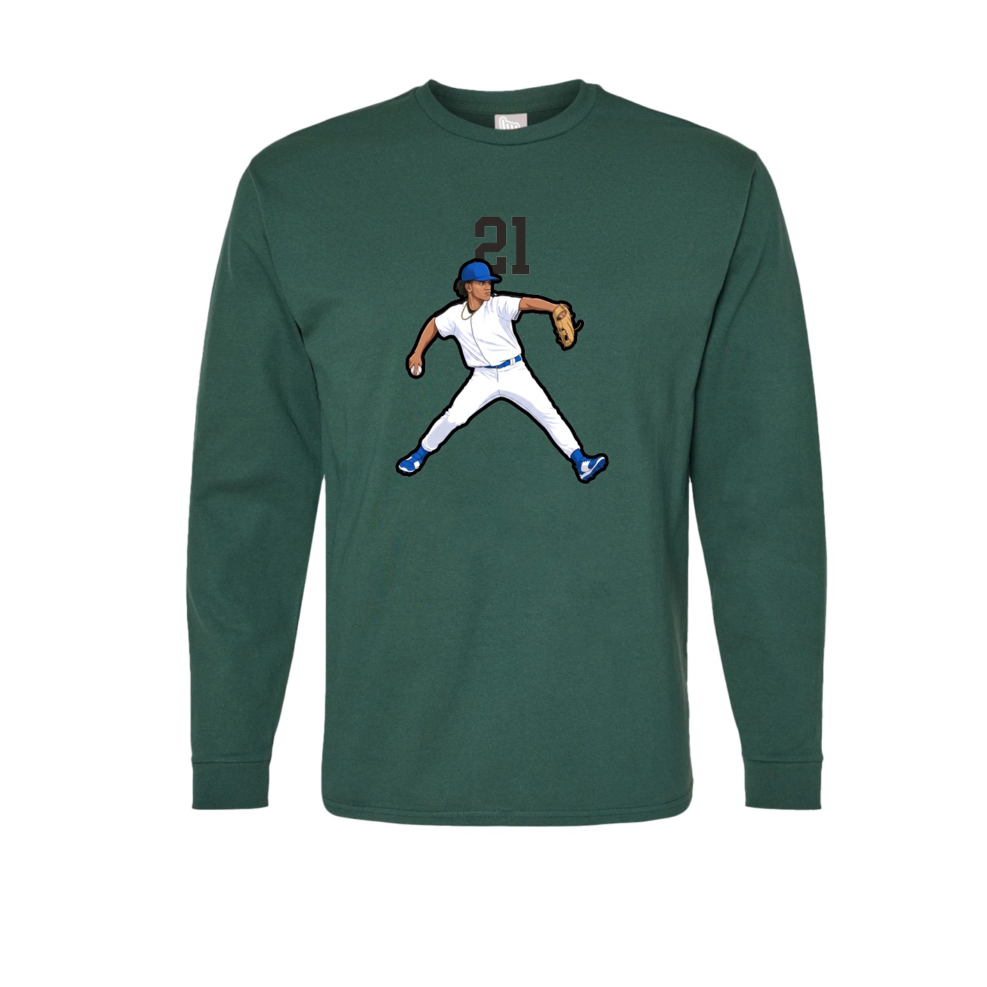 Long Sleeve Tee — Number Top in Green