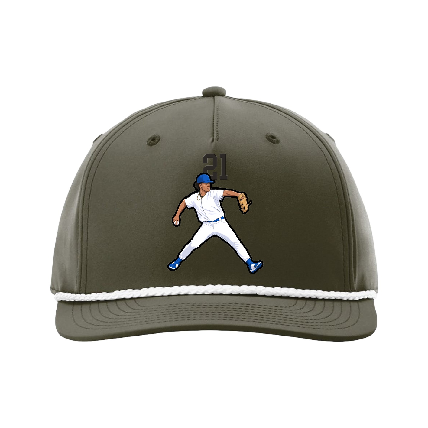 Five-Panel Classic Rope Cap — Number Top in Green