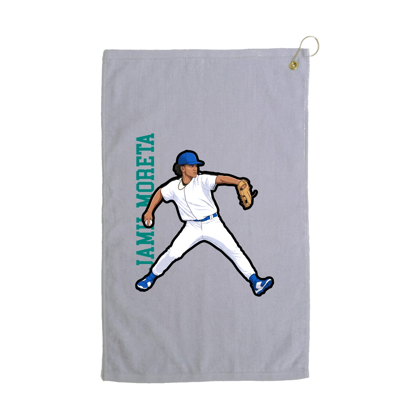 Golf Towel — Name Vertical in Grey