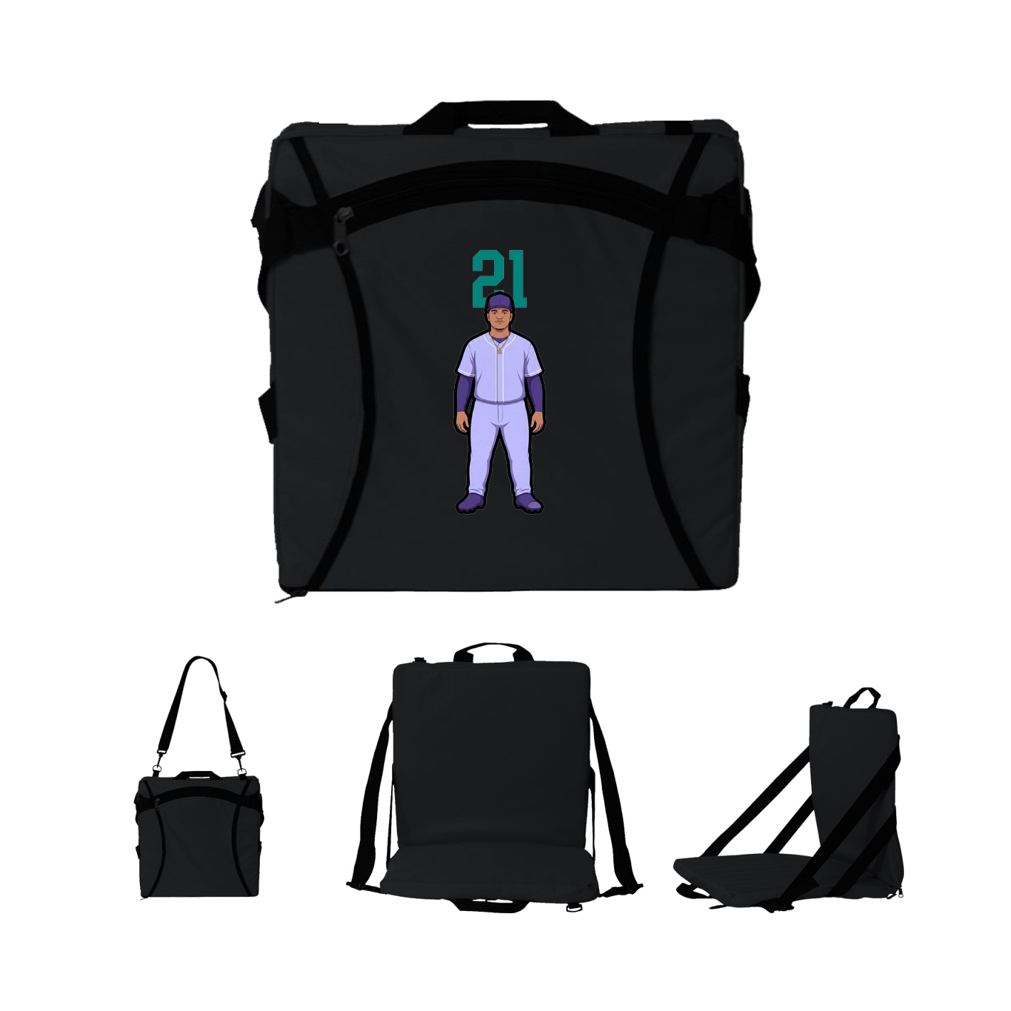 Folding Stadium Seat — Number Top in Black