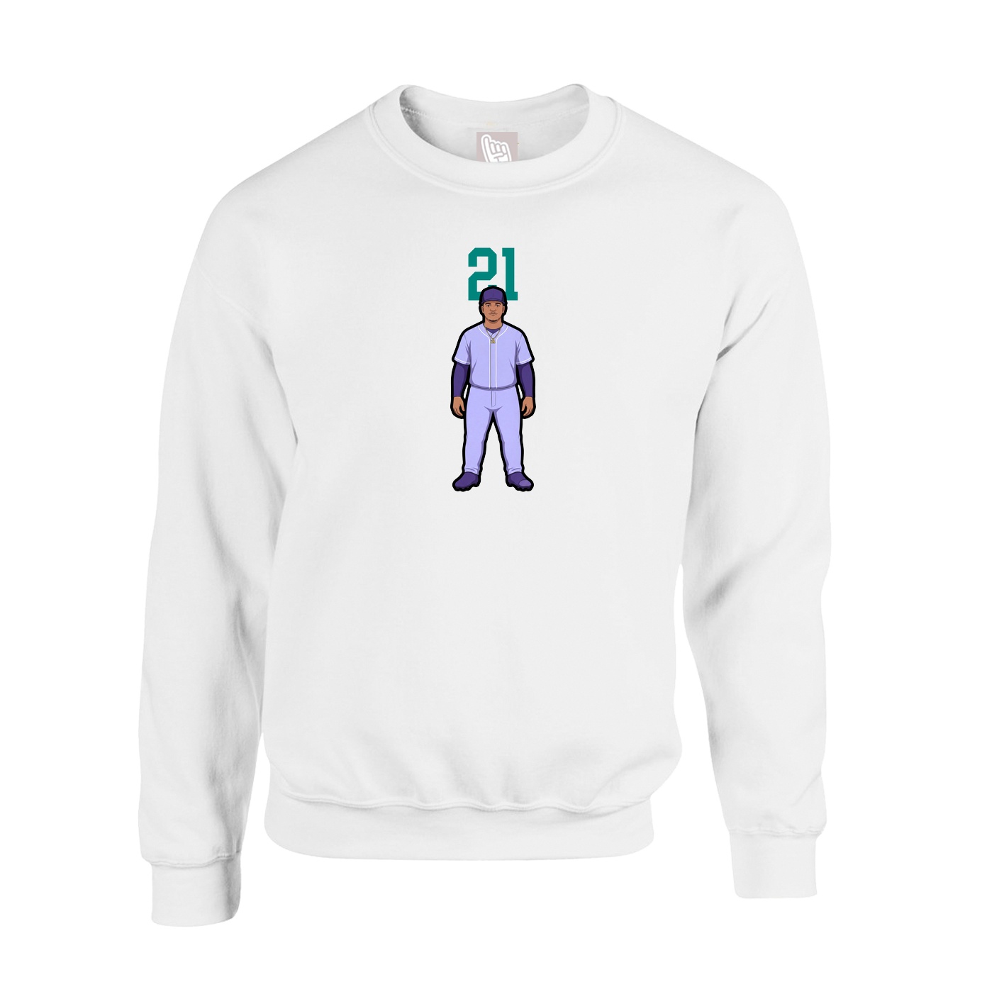 Fleece Crew — Number Top in White