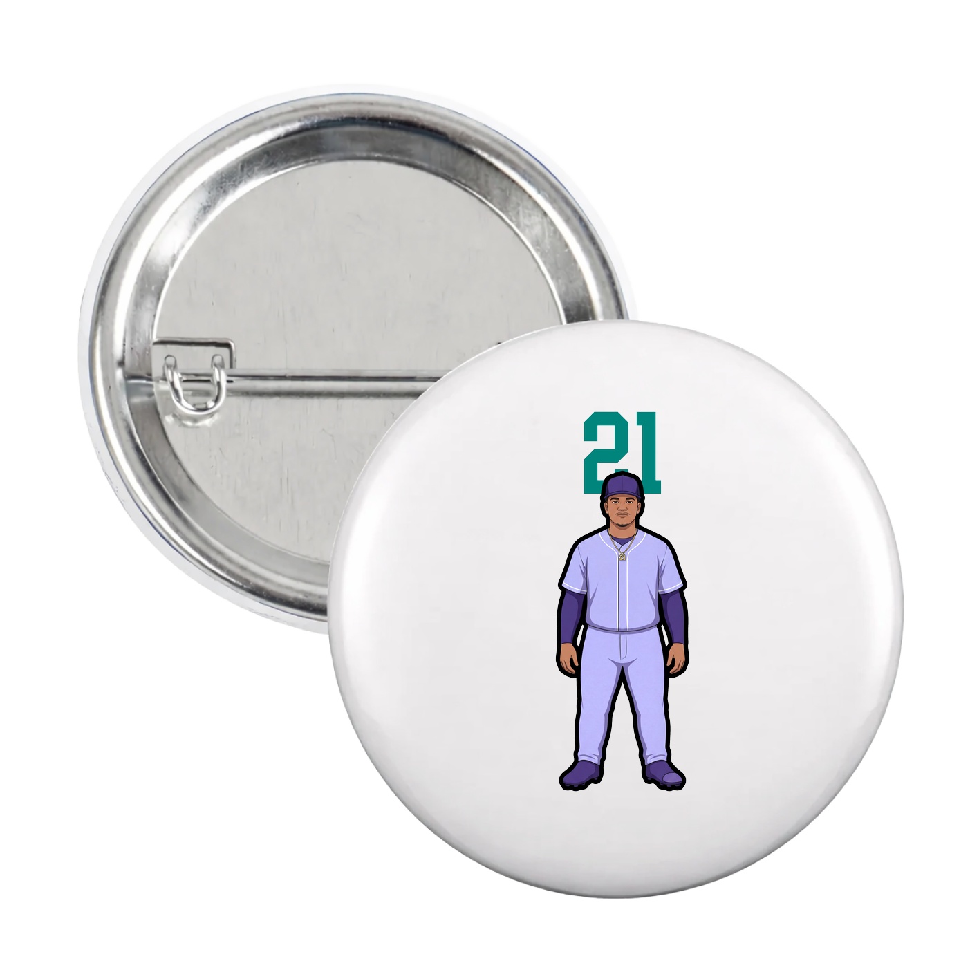 Game Day Button — Number Top in White