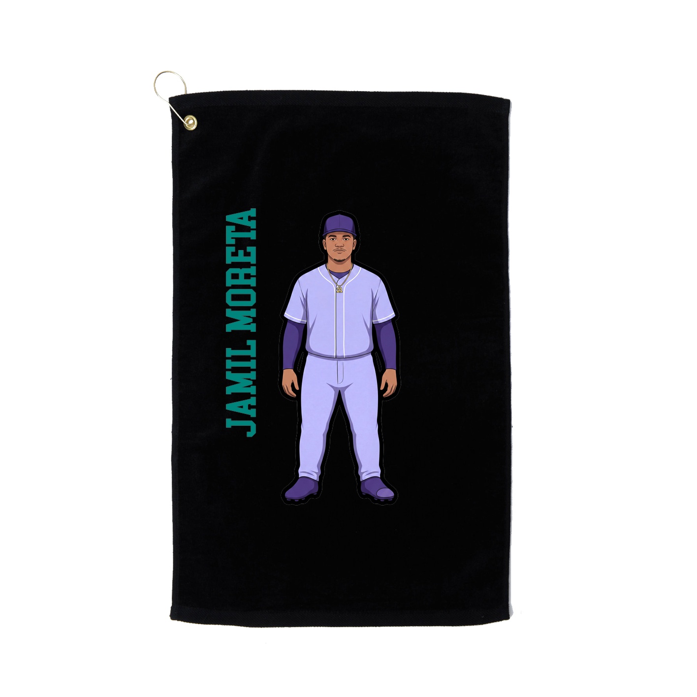 Golf Towel — Name Vertical in Black