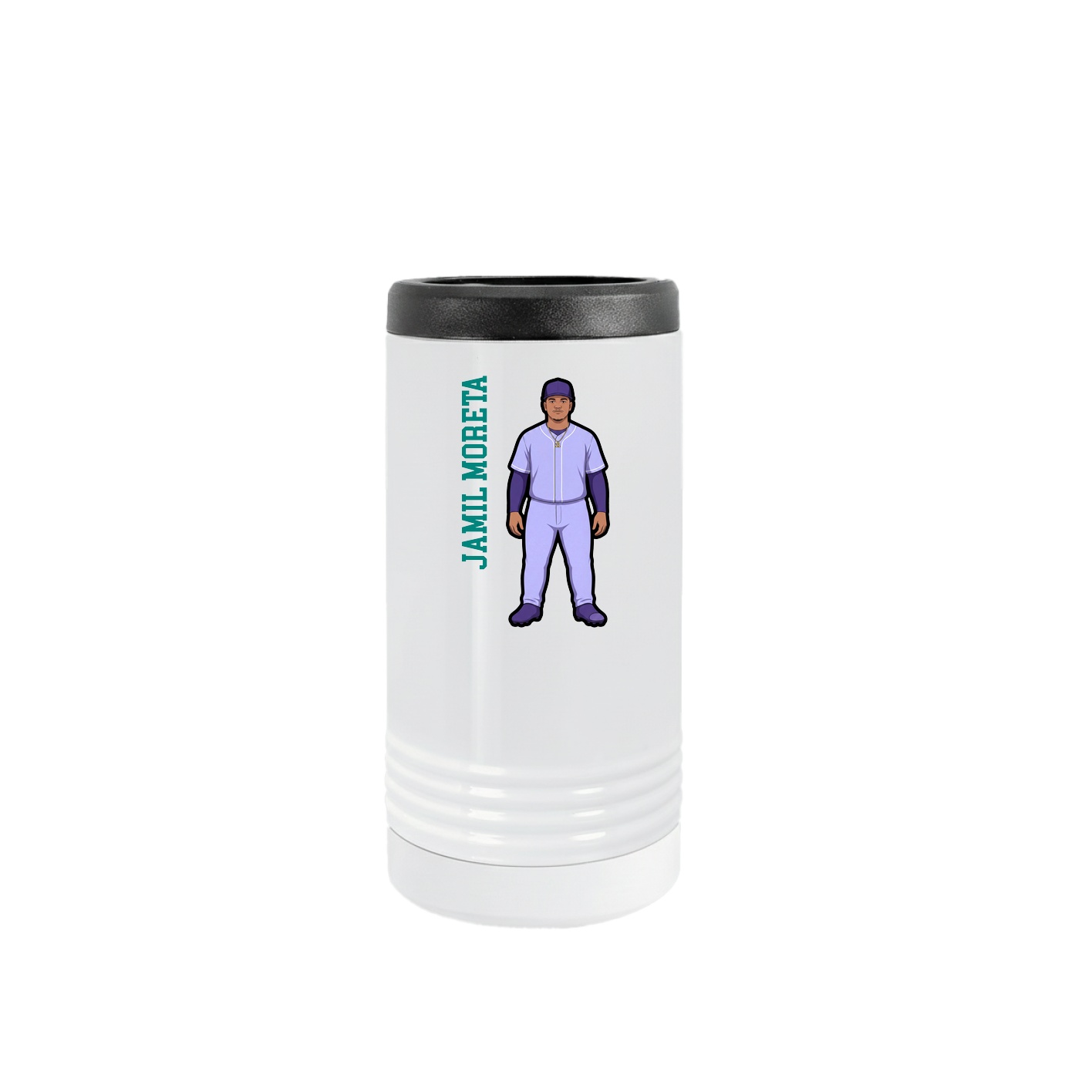 Slim Beverage Holder — Name Vertical in White