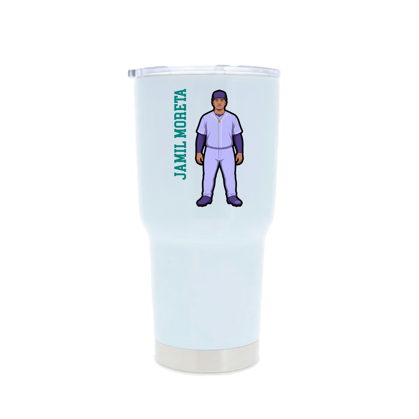 30oz Stainless Steel Tumbler — Name Vertical in White