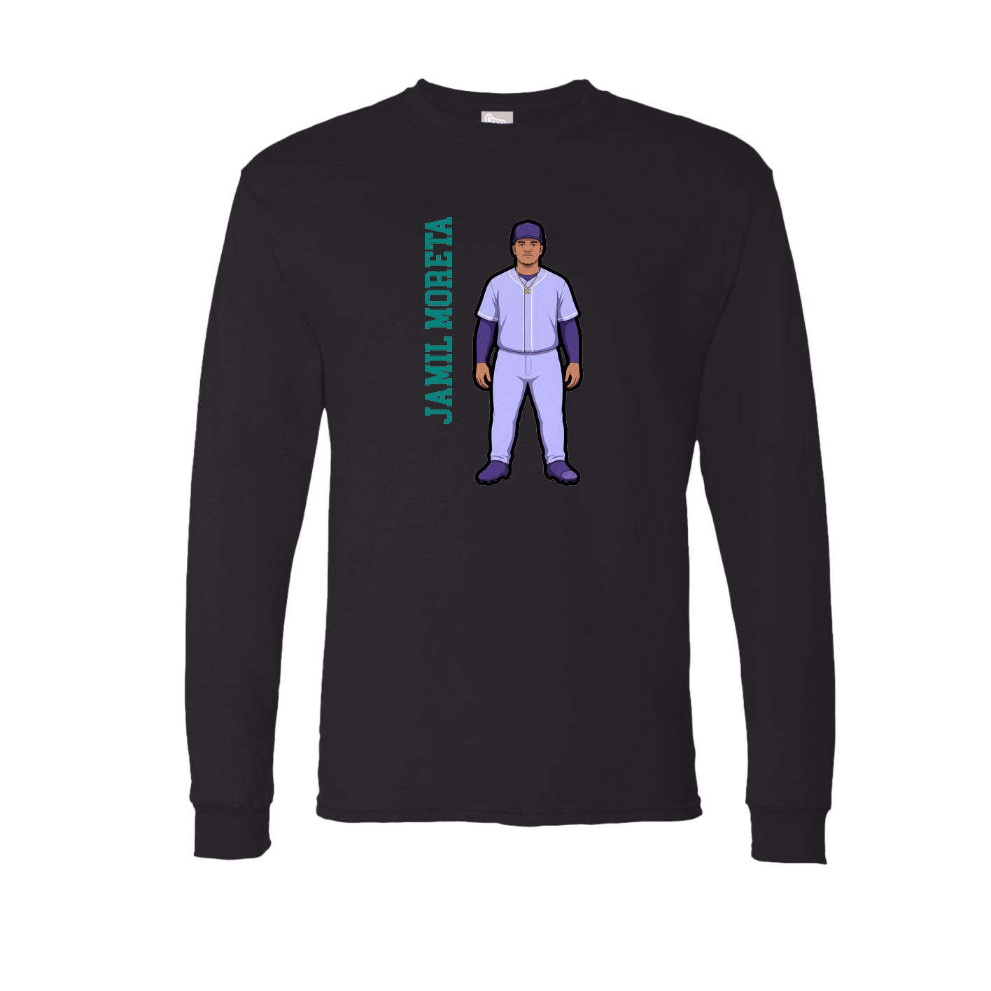 Long Sleeve Tee — Name Vertical in Black