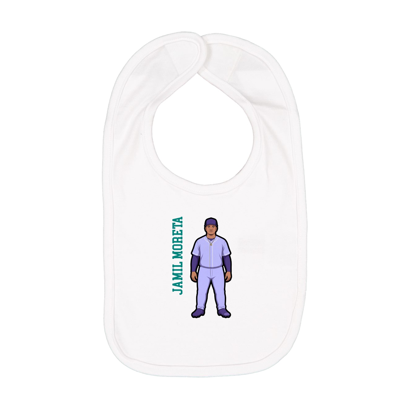 Infant Bib — Name Vertical in White