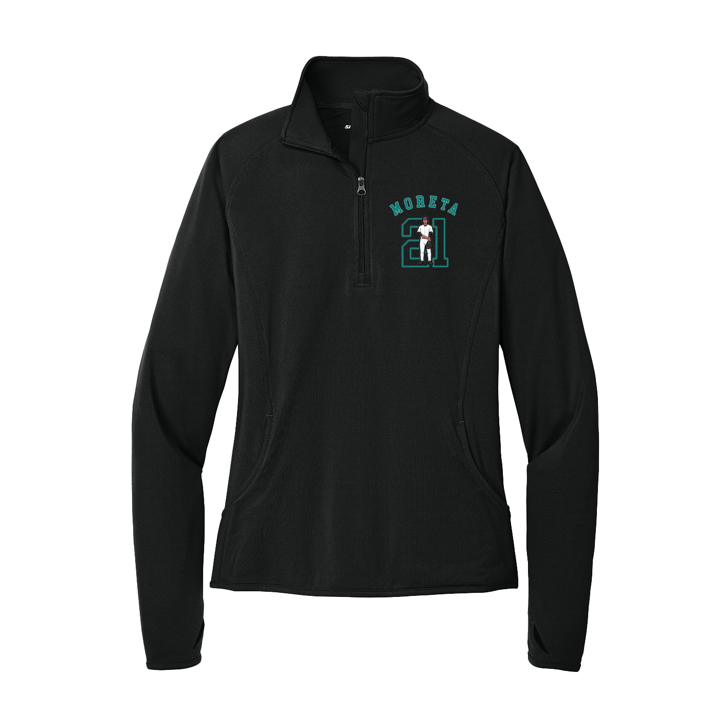 Women's Q-Zip Pullover — Shirsey Arch in Black