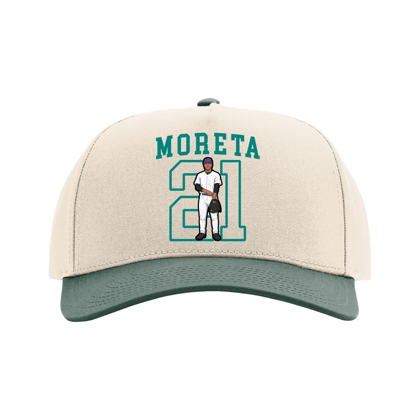Full Fabric Five-Panel Champ Cap — Shirsey in Cream/Green