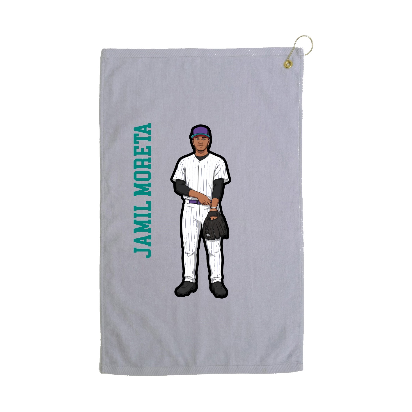 Golf Towel — Name Vertical in Grey