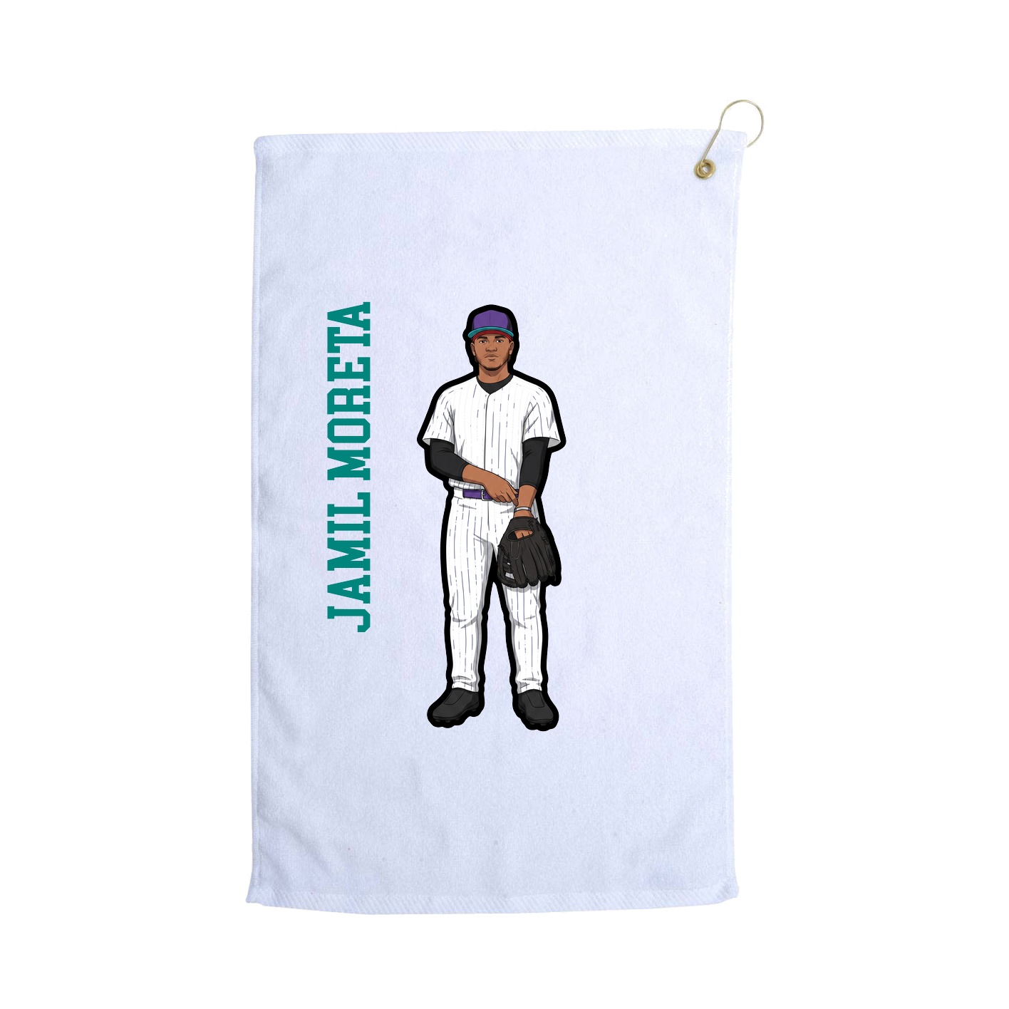 Golf Towel — Name Vertical in White