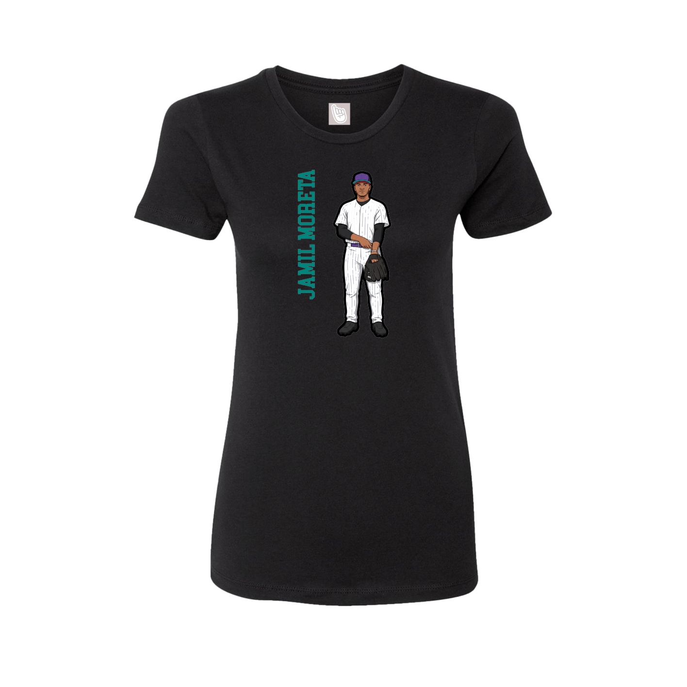 Womens Tee — Name Vertical in Black