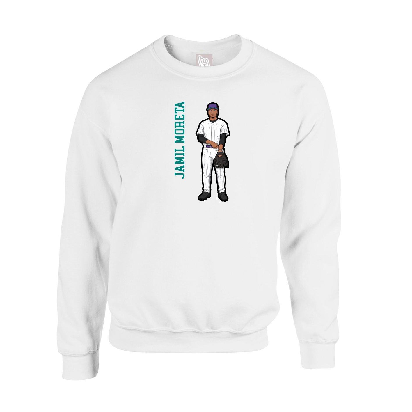 Fleece Crew — Name Vertical in White