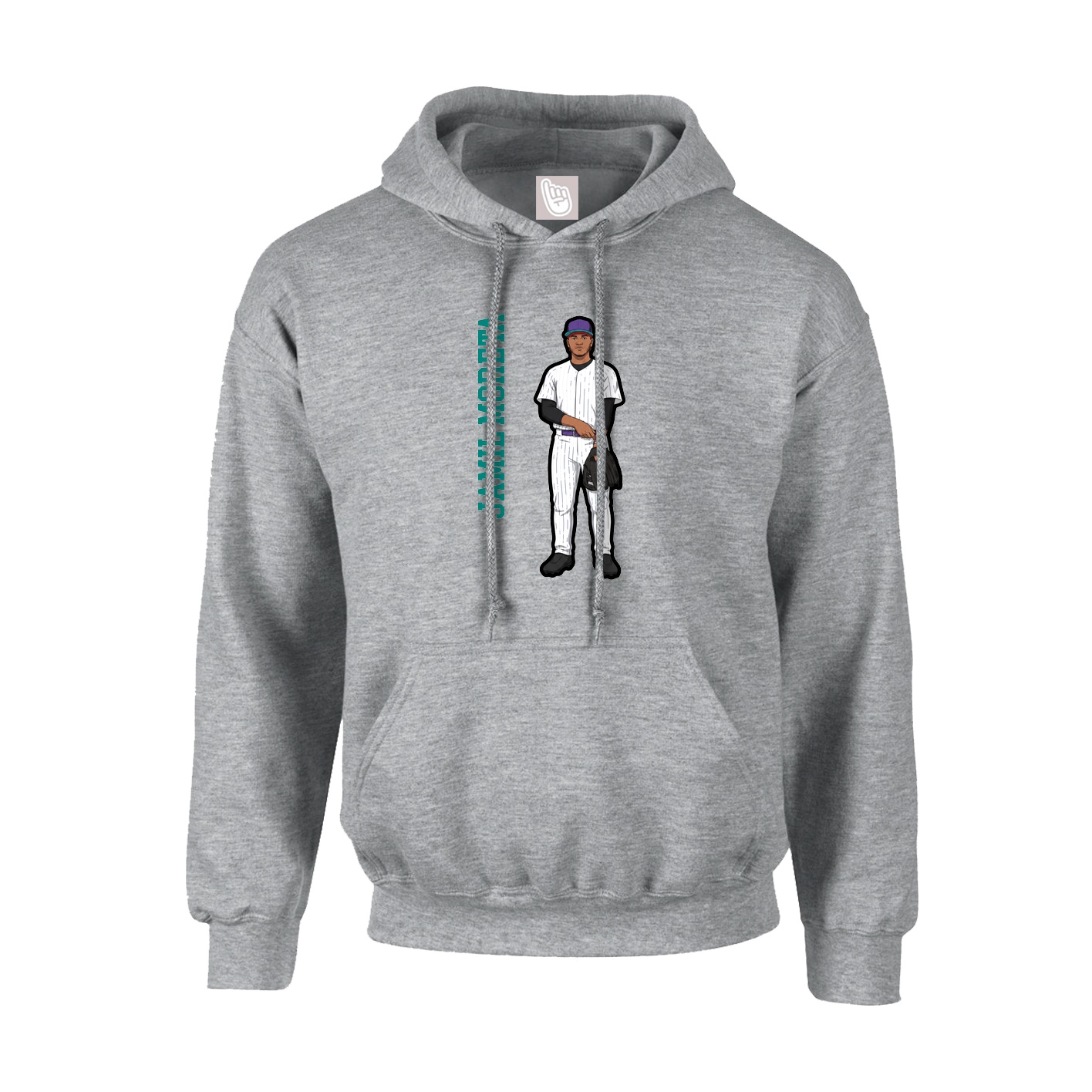 Youth Hoodie — Name Vertical in Grey