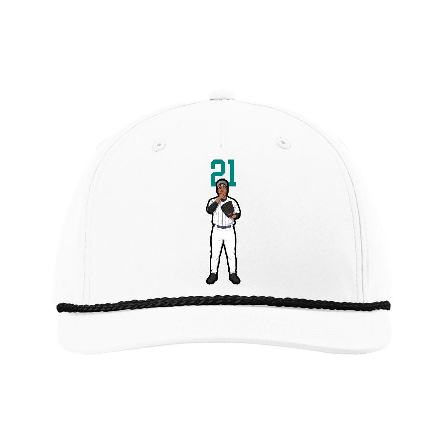 Five-Panel Classic Rope Cap — Number Top in White