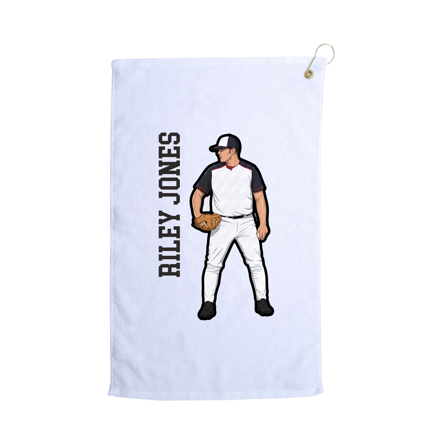 Golf Towel — Name Vertical in White