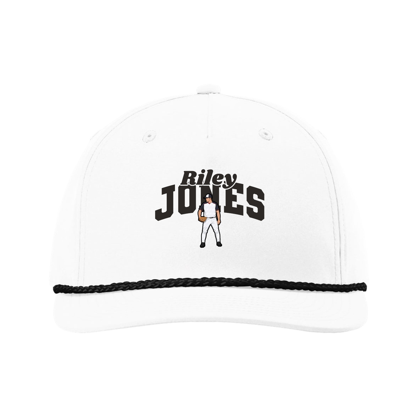 Five-Panel Classic Rope Cap — Signature Arch in White