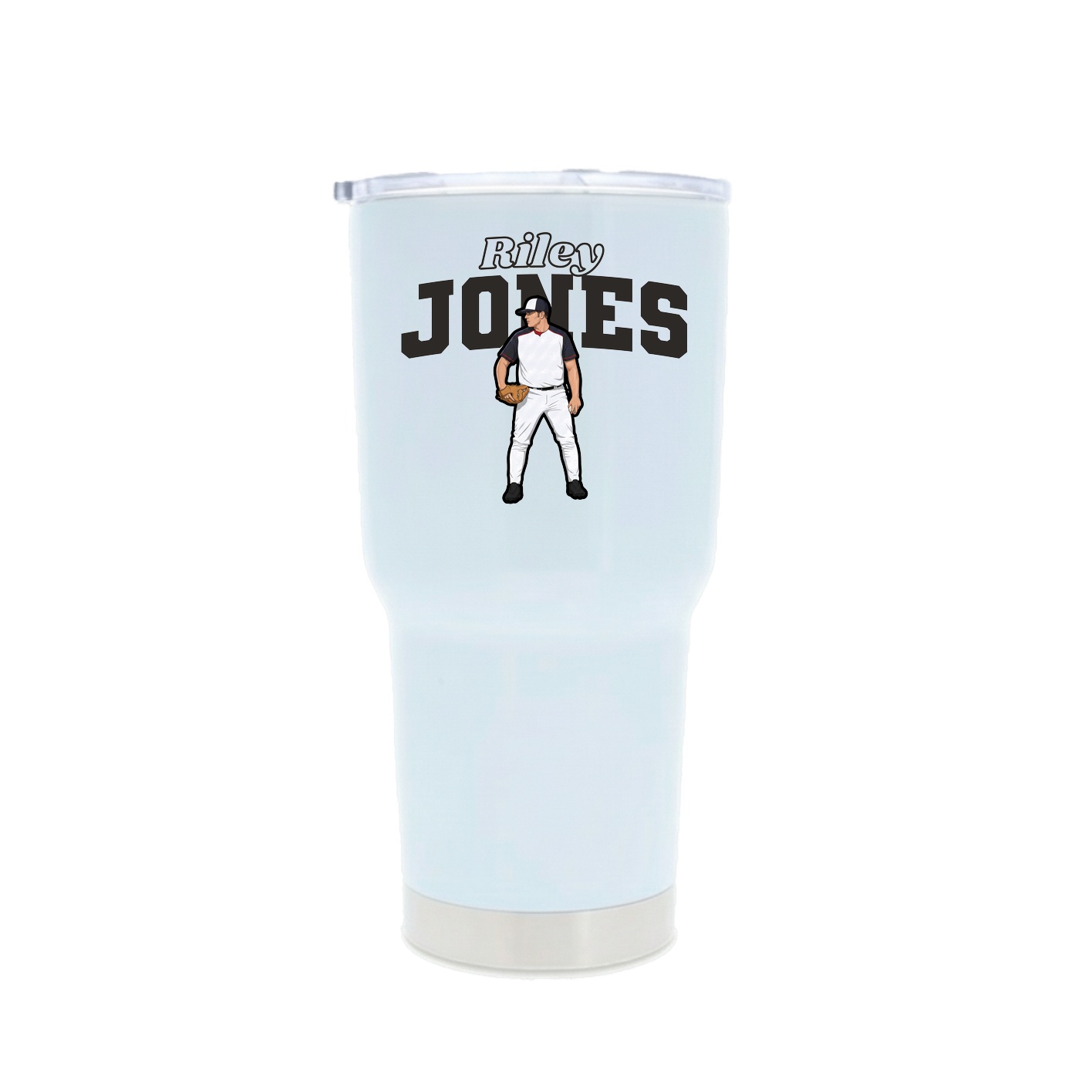 30oz Stainless Steel Tumbler — Name Arch in White