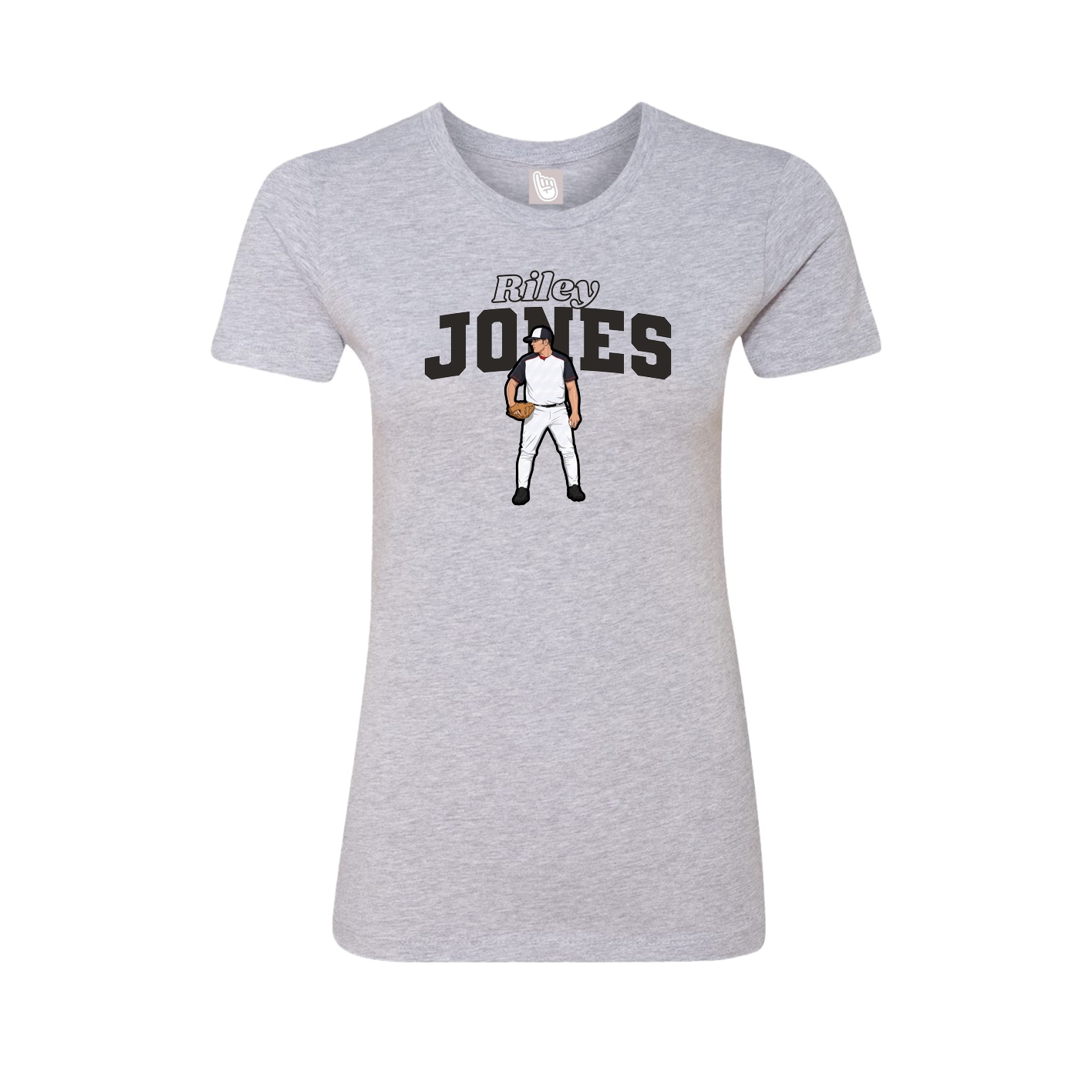 Fitted Women's Tee — Name Arch in Grey